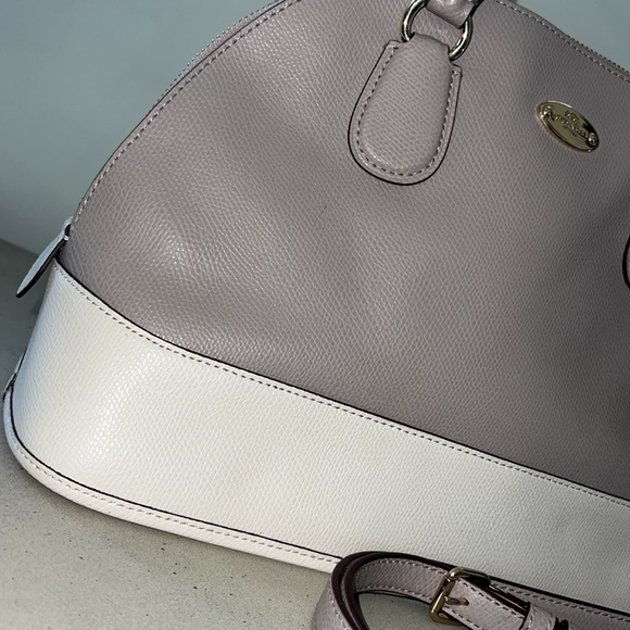 Coach Crossgrain Cora Domed Satchel Handbag - Taupe & Cream - Picture 2 of 8
